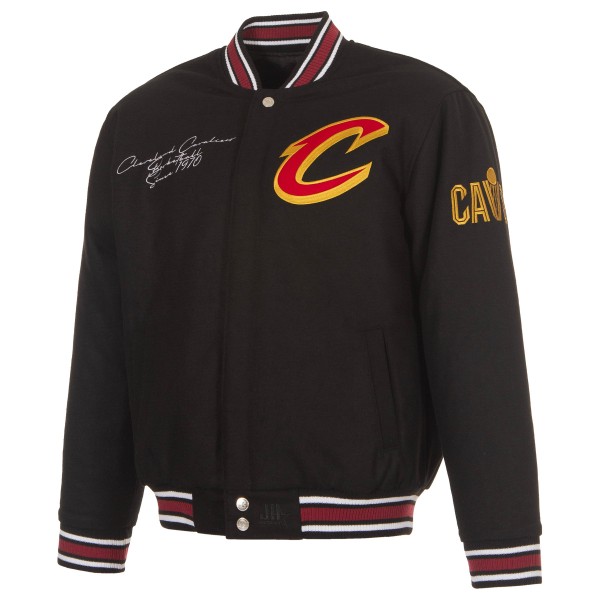 Cleveland Cavaliers JH Design Black Reversible Wool Full-Snap Jacket