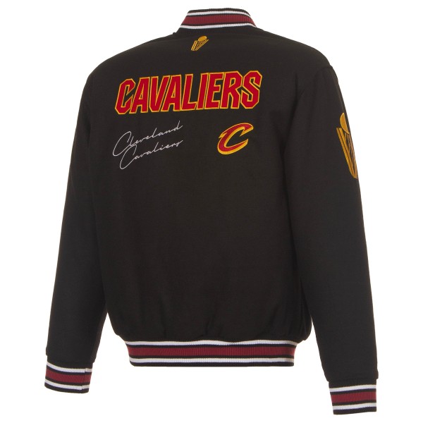 Cleveland Cavaliers JH Design Black Reversible Wool Full-Snap Jacket
