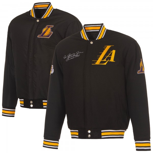 Los Angeles Lakers JH Design Black Reversible Wool Full-Snap Jacket