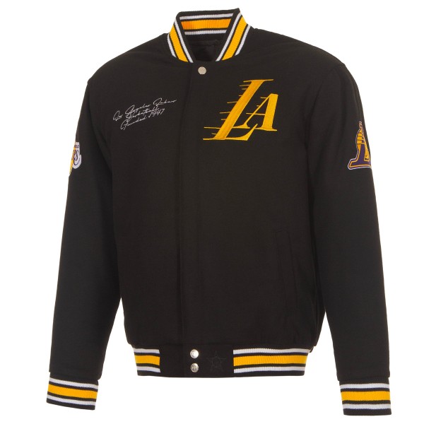 Los Angeles Lakers JH Design Black Reversible Wool Full-Snap Jacket