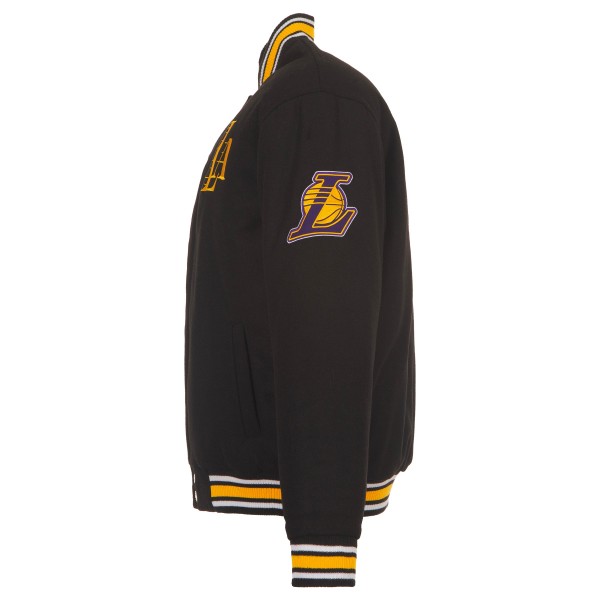 Los Angeles Lakers JH Design Black Reversible Wool Full-Snap Jacket
