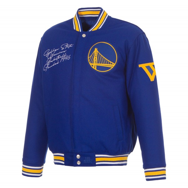Golden State Warriors JH Design Royal Reversible Wool Full-Snap Jacket