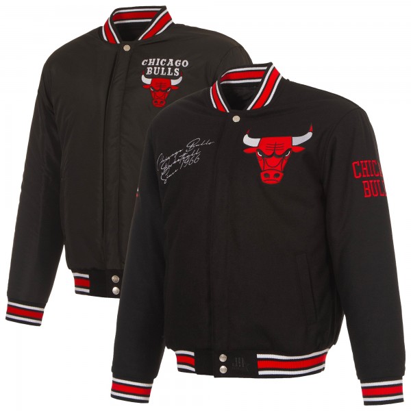 Chicago Bulls JH Design Black Reversible Wool Full-Snap Jacket