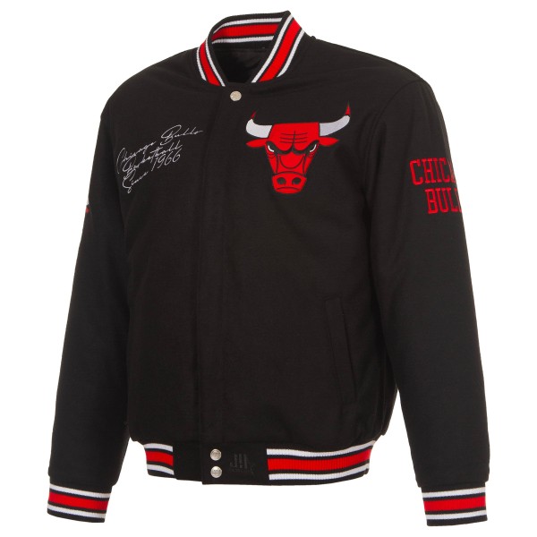 Chicago Bulls JH Design Black Reversible Wool Full-Snap Jacket