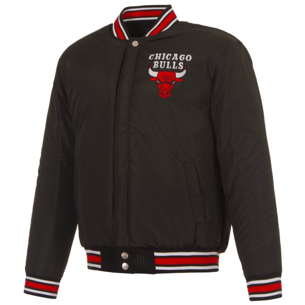 Chicago Bulls JH Design Black Reversible Wool Full-Snap Jacket