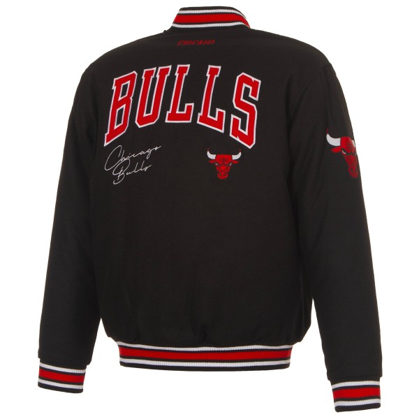 Chicago Bulls JH Design Black Reversible Wool Full-Snap Jacket