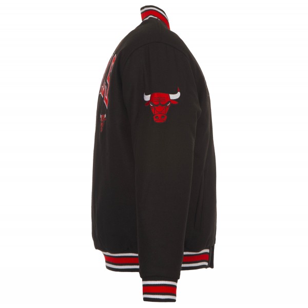 Chicago Bulls JH Design Black Reversible Wool Full-Snap Jacket