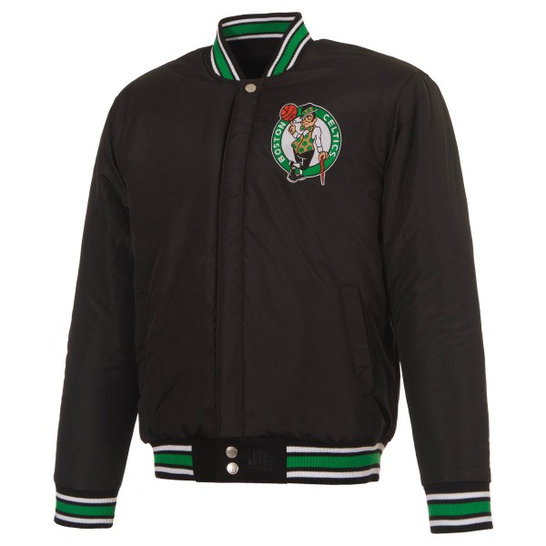 Boston Celtics JH Design Black Reversible Wool Full-Snap Jacket