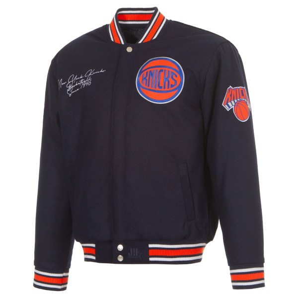 New York Knicks JH Design Navy Reversible Wool Full-Snap Jacket
