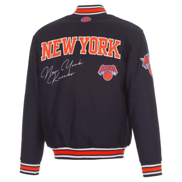 New York Knicks JH Design Navy Reversible Wool Full-Snap Jacket