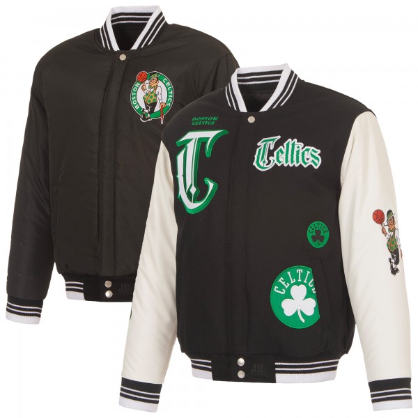Boston Celtics JH Design Black Gothic Full-Button Jacket