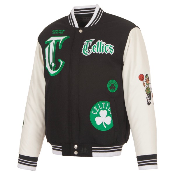 Boston Celtics JH Design Black Gothic Full-Button Jacket