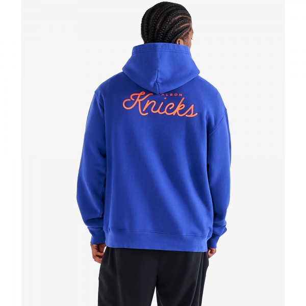 New York Knicks Malbon Golf Blue Fesque Hoodie