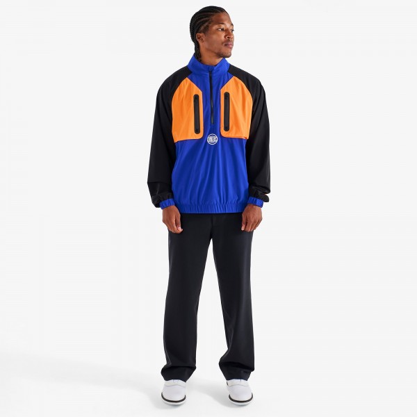 New York Knicks Malbon Golf Blue Quarter-Zip Jacket