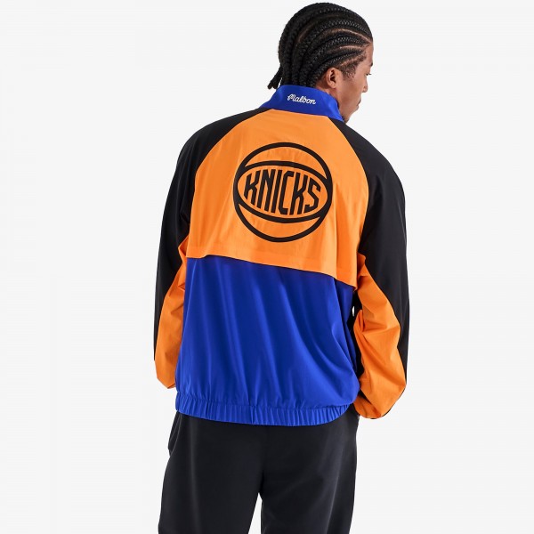 New York Knicks Malbon Golf Blue Quarter-Zip Jacket