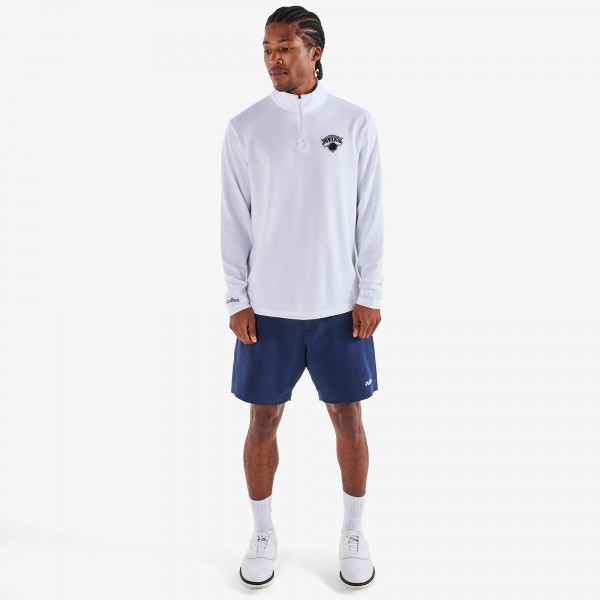 New York Knicks Malbon Golf White Evergreen Performance Quarter-Zip Pullover