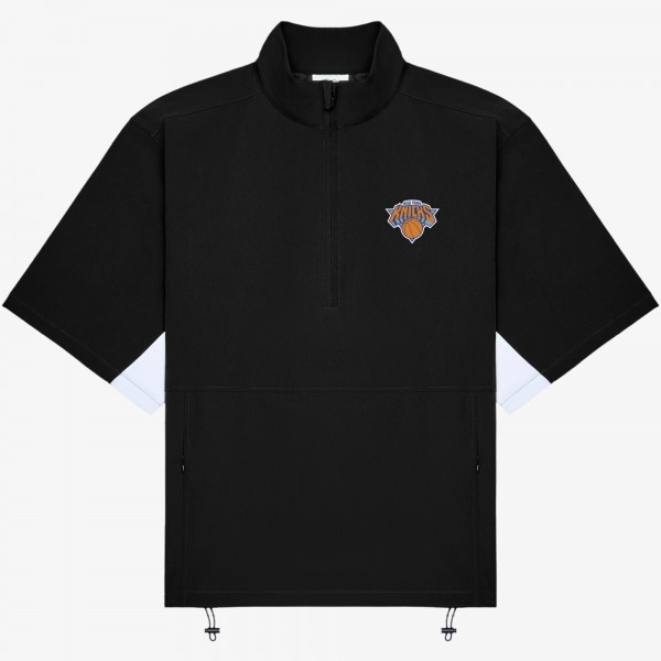 New York Knicks Malbon Golf Black Evergreen Nylon Windshirt