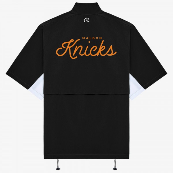 New York Knicks Malbon Golf Black Evergreen Nylon Windshirt