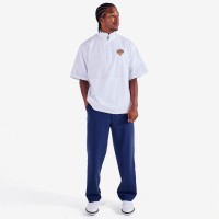 New York Knicks Malbon Golf White Evergreen Nylon Windshirt