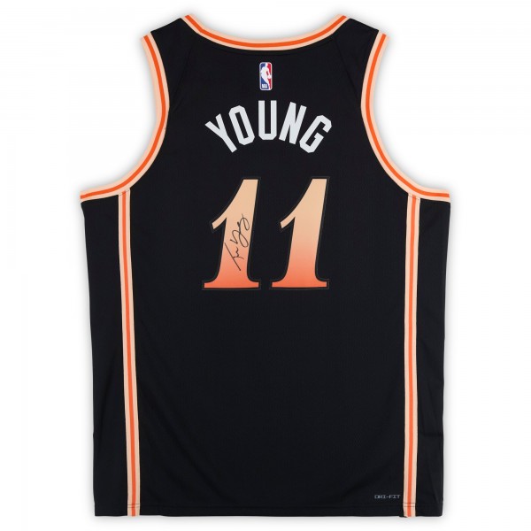 Игровая джерси Trae Young Atlanta Hawks Autographed Fanatics Authentic Black Nike 2022-23 City Edition Swingman