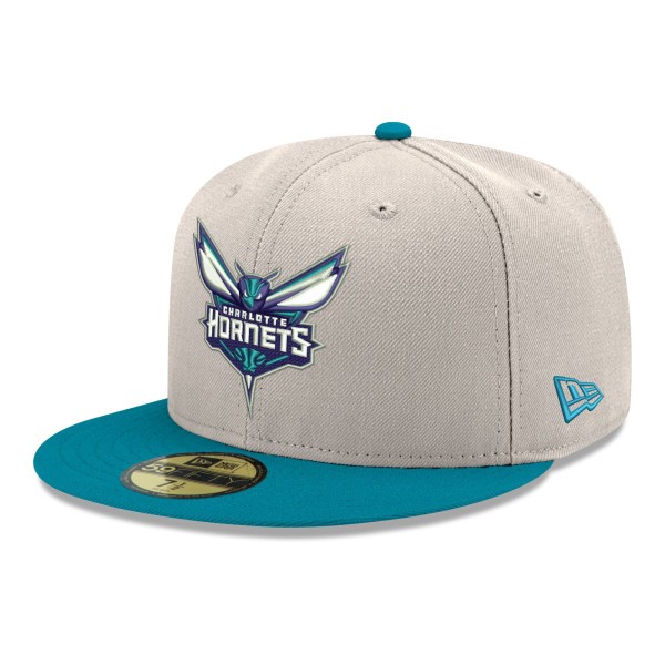 Бейсболка Charlotte Hornets New Era Beige/Teal Chrome 59FIFTY