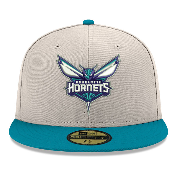 Бейсболка Charlotte Hornets New Era Beige/Teal Chrome 59FIFTY