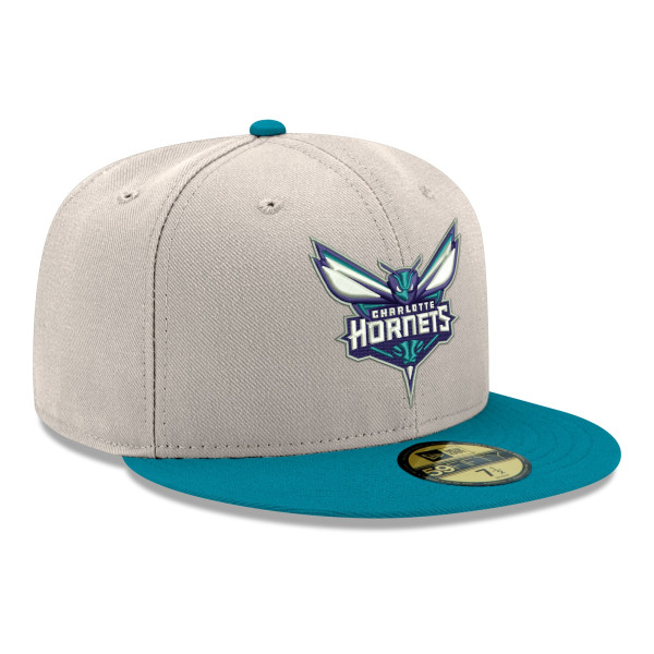 Бейсболка Charlotte Hornets New Era Beige/Teal Chrome 59FIFTY