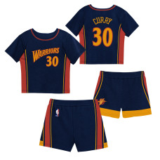 Футболка для дошкольника Golden State Warriors Stephen Curry Mitchell & Ness Navy Play by Place Two-Pack & Shorts Set