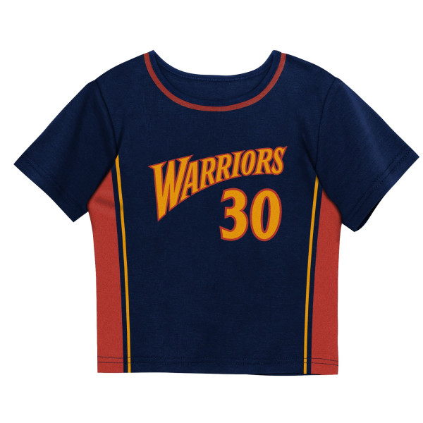 Футболка для малыша Golden State Warriors Stephen Curry Mitchell & Ness Navy 2-Piece Play by Place & Shorts Set