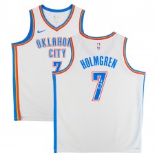 Игровая джерси Chet Holmgren Oklahoma City Thunder Autographed Fanatics Authentic White Nike Association Swingman