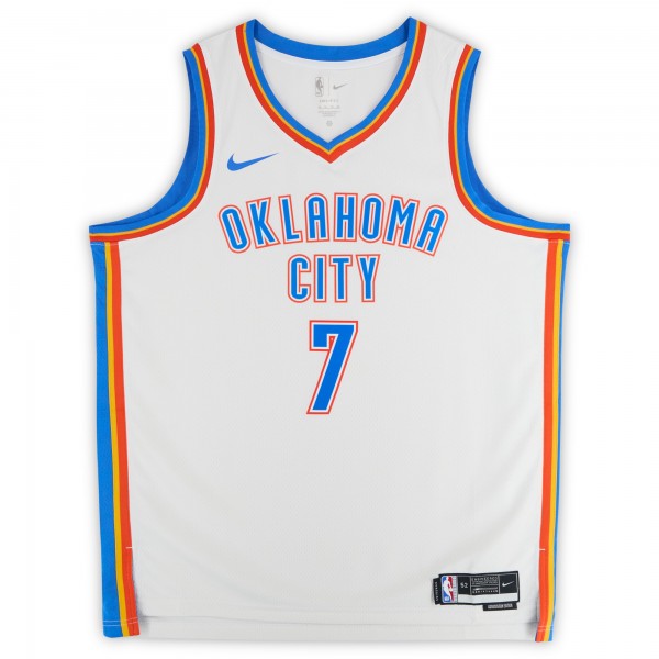 Игровая джерси Chet Holmgren Oklahoma City Thunder Autographed Fanatics Authentic White Nike Association Swingman