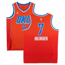 Игровая джерси Chet Holmgren Oklahoma City Thunder Autographed Fanatics Authentic Orange Nike Statement Swingman