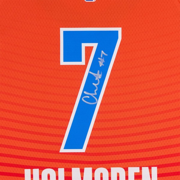 Игровая джерси Chet Holmgren Oklahoma City Thunder Autographed Fanatics Authentic Orange Nike Statement Swingman