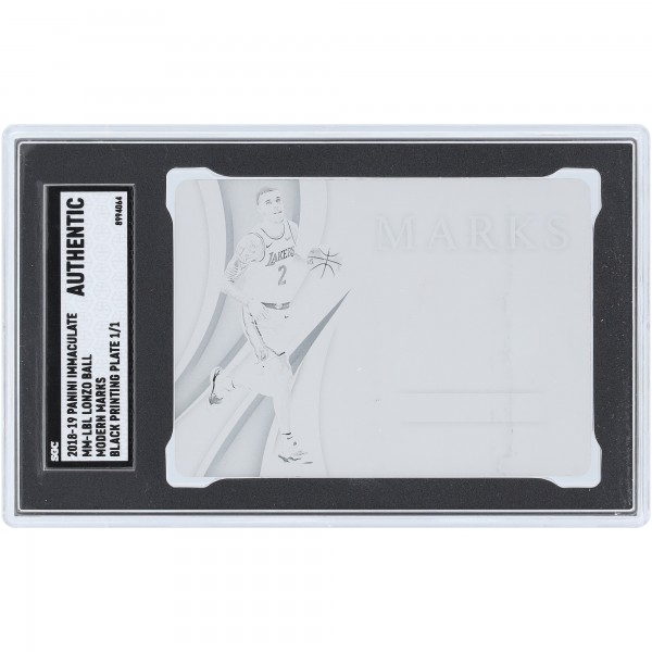 Lonzo Ball Los Angeles Lakers 2018-19 Panini Immaculate Collection Black Printing Plate #MM-LBL #1/1 SGC Authenticated Auth Card