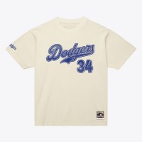 Футболка Los Angeles Dodgers Fernando Valenzuela Mitchell & Ness Cream Cooperstown Collection Throwback Name & Number