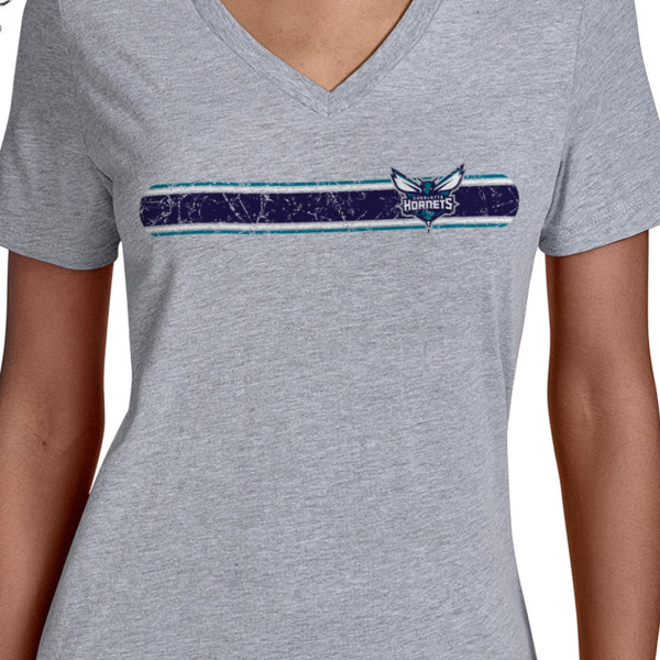 Женская футболка Charlotte Hornets Starter Gray Team Stripe V-Neck