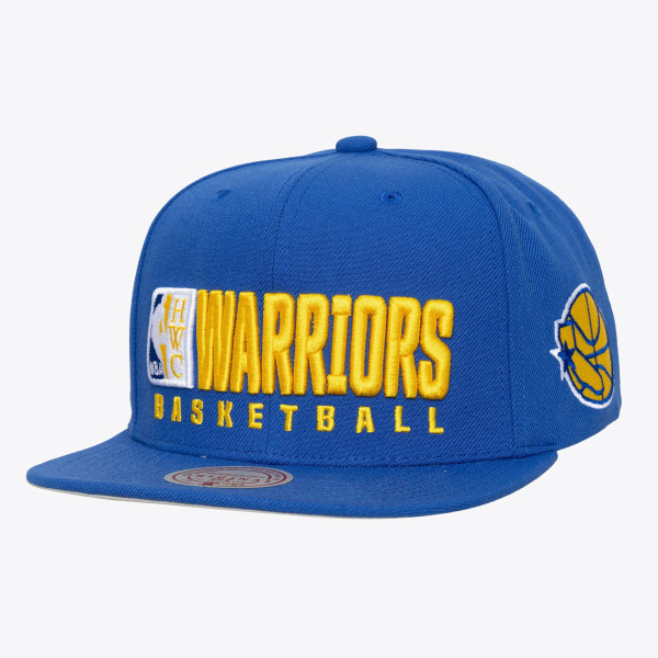 Бейсболка Golden State Warriors Mitchell & Ness Royal Hardwood Classics Old School Stacked Text