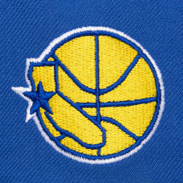 Бейсболка Golden State Warriors Mitchell & Ness Royal Hardwood Classics Old School Stacked Text