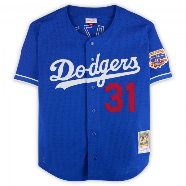 Игровая джерси Mike Piazza Los Angeles Dodgers Autographed Fanatics Authentic Royal Mitchell & Ness Batting Practice with 93 NL ROY Inscription