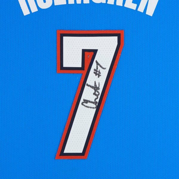 Игровая джерси Chet Holmgren Oklahoma City Thunder Autographed Fanatics Authentic Blue Nike Icon Edition Authentic