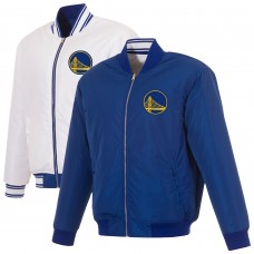 Golden State Warriors JH Design Royal/White Reversible Full-Zip Flight Jacket