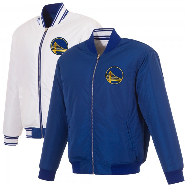 Golden State Warriors JH Design Royal/White Reversible Full-Zip Flight Jacket