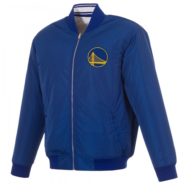 Golden State Warriors JH Design Royal/White Reversible Full-Zip Flight Jacket