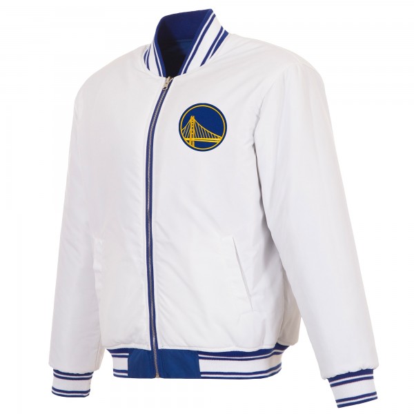 Golden State Warriors JH Design Royal/White Reversible Full-Zip Flight Jacket