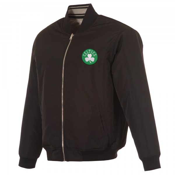 Boston Celtics JH Design Black/Gray Reversible Full-Zip Flight Jacket