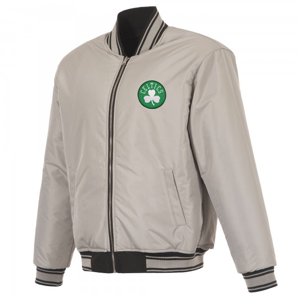 Boston Celtics JH Design Black/Gray Reversible Full-Zip Flight Jacket