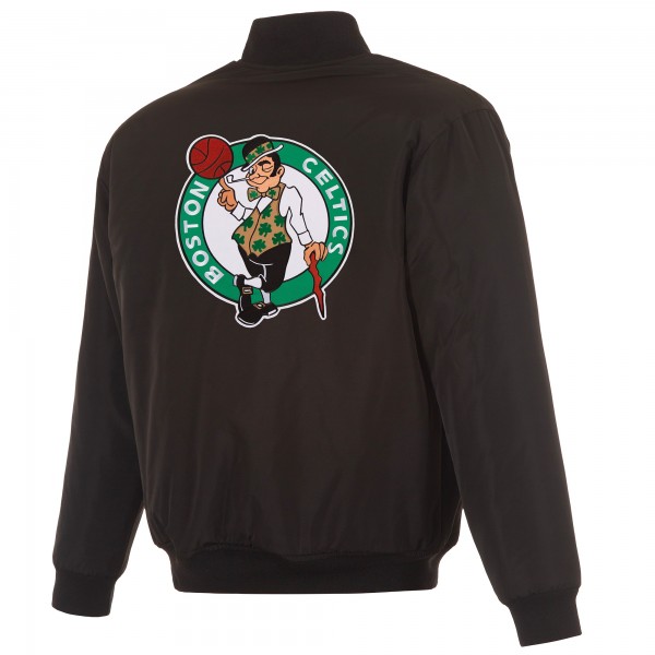 Boston Celtics JH Design Black/Gray Reversible Full-Zip Flight Jacket