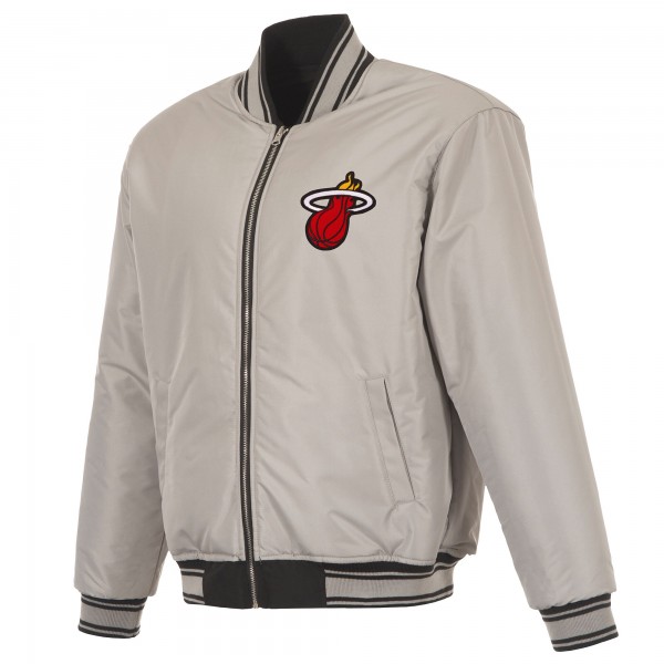 Miami Heat JH Design Black/Gray Reversible Full-Zip Flight Jacket