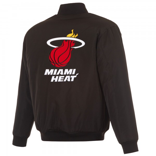 Miami Heat JH Design Black/Gray Reversible Full-Zip Flight Jacket