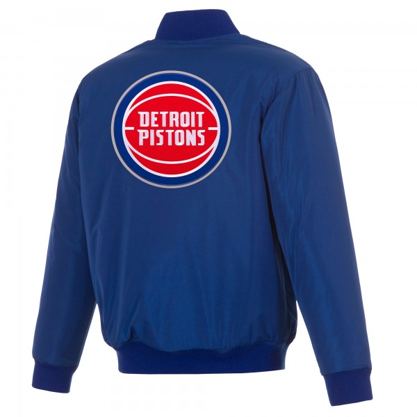 Detroit Pistons JH Design Blue/White Reversible Full-Zip Flight Jacket